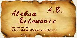 Aleksa Bilanović vizit kartica